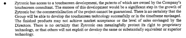 ZYT Admission document -- risks -- patent