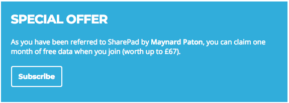 sharepad special offer one month of free data maynard paton