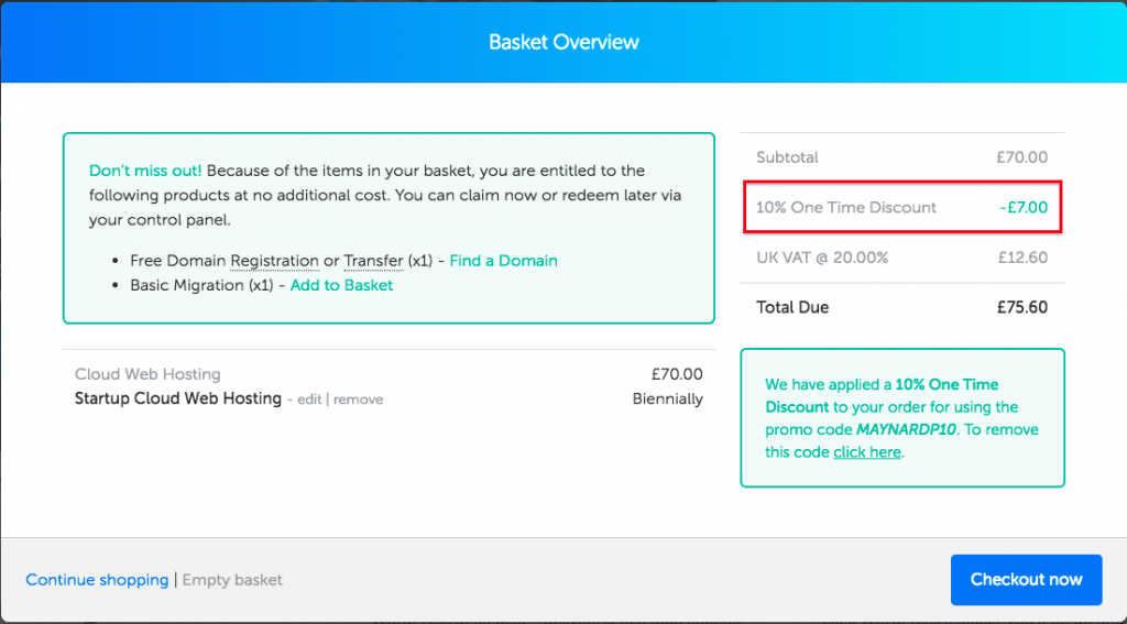 maynard paton tsohost 10 per cent discount applied checkout