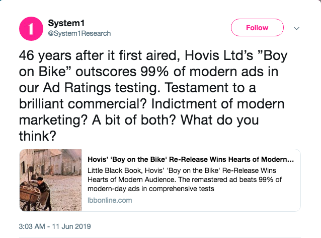 sys1 system1 fy 2019 results company tweet about hovis