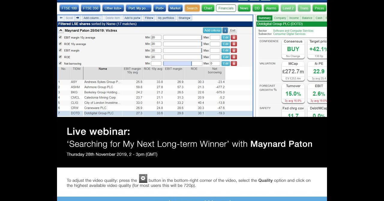 Maynard Paton | [SharePad] Screening For My Next Long-Term Winner: Webinar