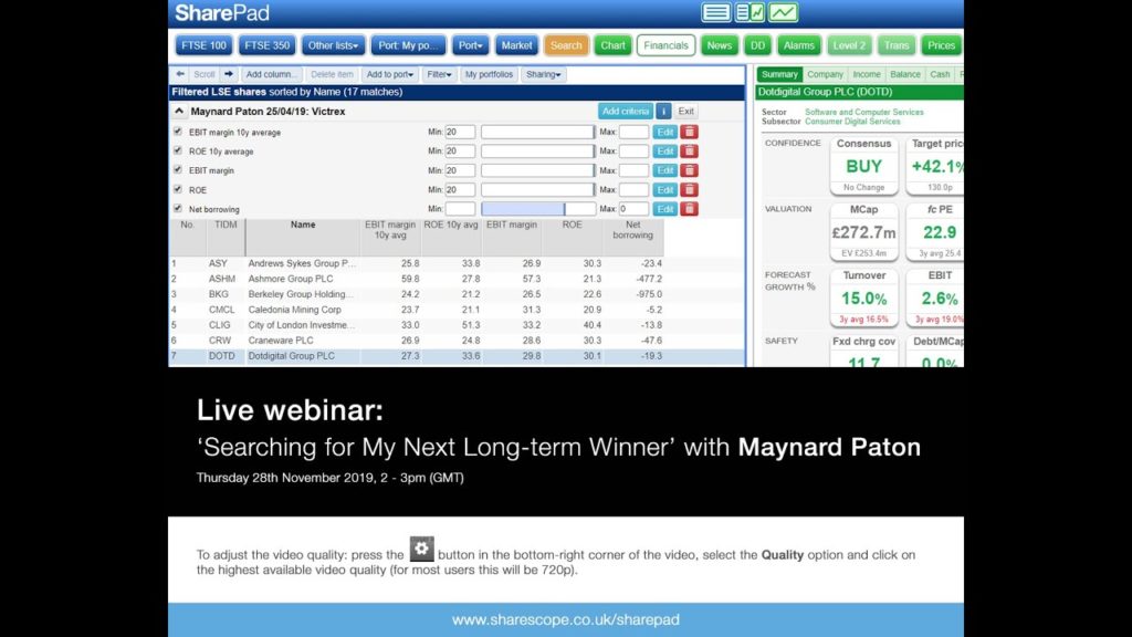 sharepad webinar and stock-screening demonstration youtube