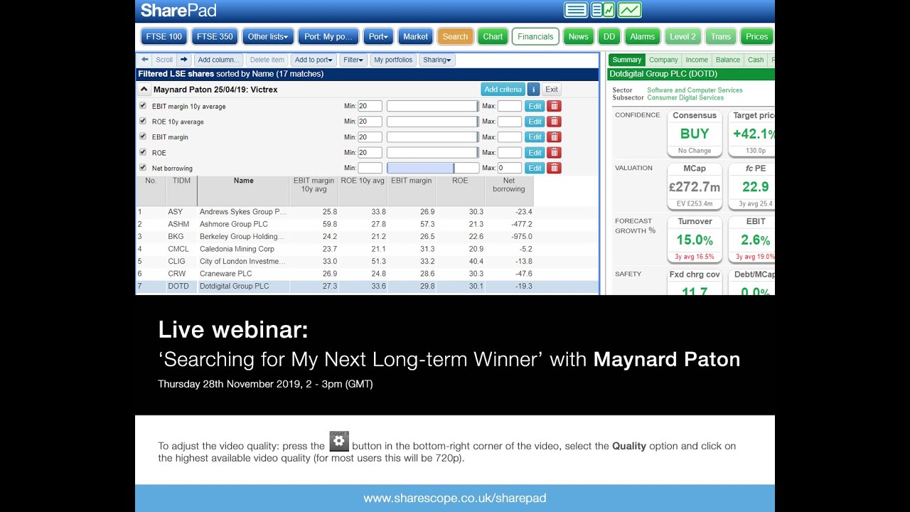 sharepad maynard paton webinar screening for my next long-term winner
