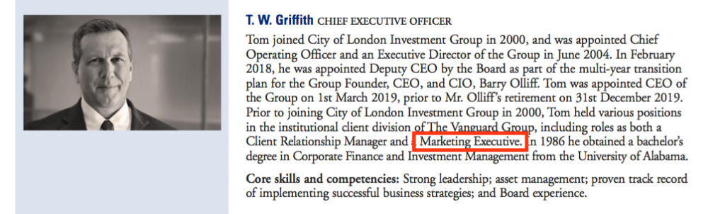 clig city of london investment fy 2020 results chief exec bio