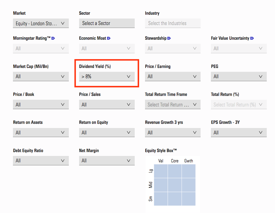 free stock screeners morningstar filter