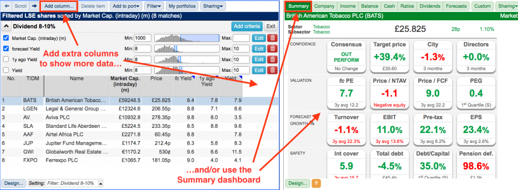 free stock screeners sharepad filter